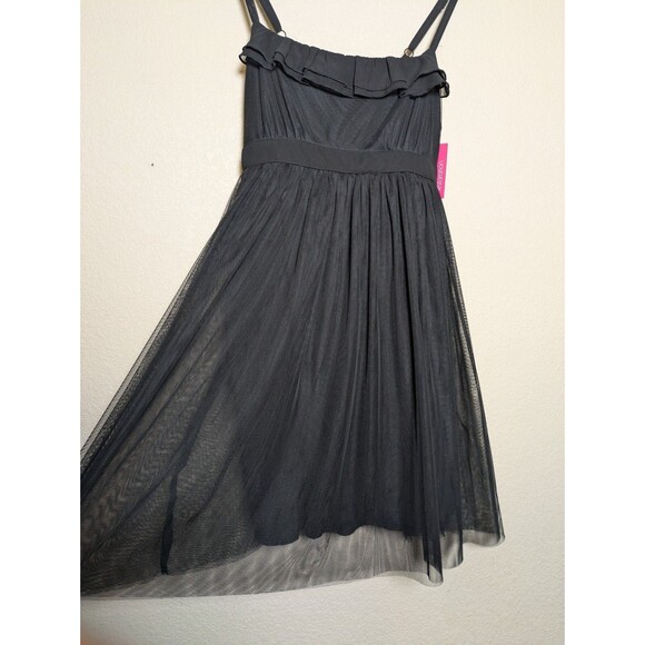 NWT Black Mesh Babydoll Midi Dress with Ruffle Trim Size Large Y2K Coquette PLL - Picture 3 of 12